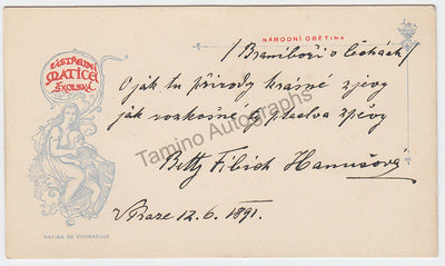 Fibichová, Betty - Signed Card 1891