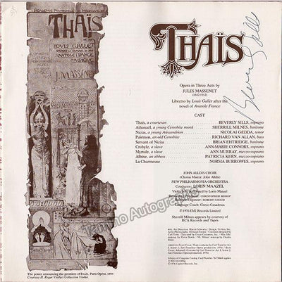 Sills, Beverly - Signed LP Booklet