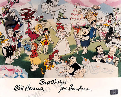 Hanna, Bill and Barbera, Joe - Double Signed Photo with "The Flintstones"