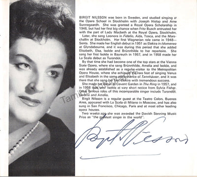 Nilsson, Birgit - Turner, Eva - Signed Program London 1966