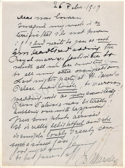 Marchesi, Blanche - Autograph Letter Signed 1919