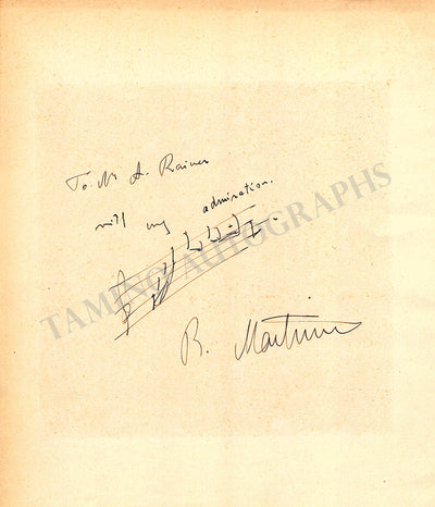 Martinu, Bohuslav - Autograph Music Quote Signed