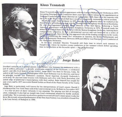 Bolet, Jorge - Tennstedt, Klaus - Signed Program Leeds 1984