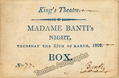 Banti, Brigida - Signed Ticket 1802