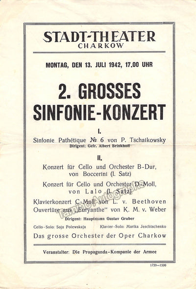 Gruber, Gustav - Playbill Concert Charkow 1942