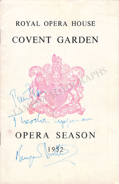 Britten, Benjamin - Pears, Peter - Uppman, Theodor - Signed Program Billy Budd ROH 1952