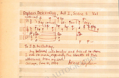 Saylor, Bruce - Autograph Music Quote Signed 1994