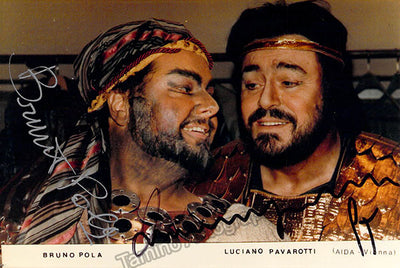 Pavarotti, Luciano - Pola, Bruno - Double Signed Photograph in Aida