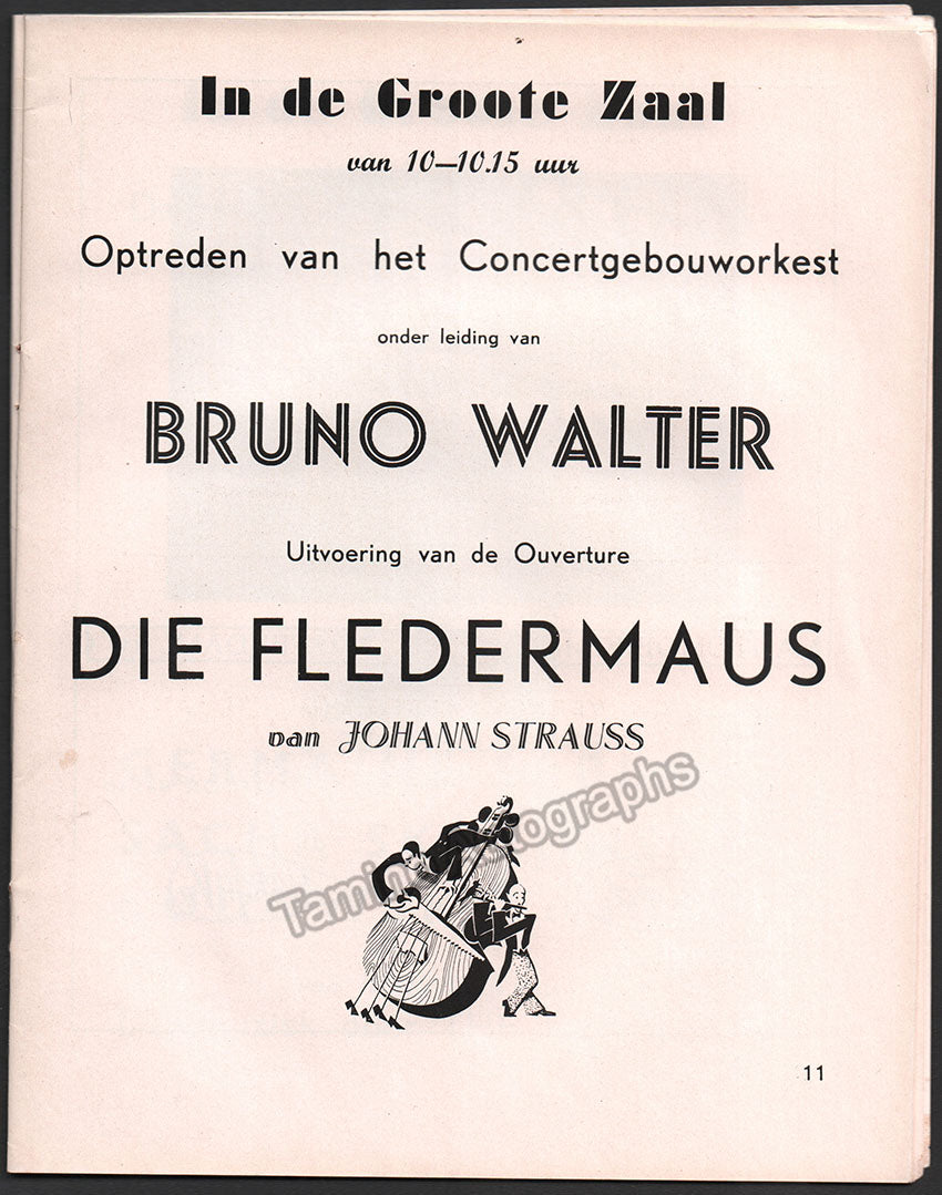 Bruno Walter - Program Die Fledermaus Amsterdam 1939