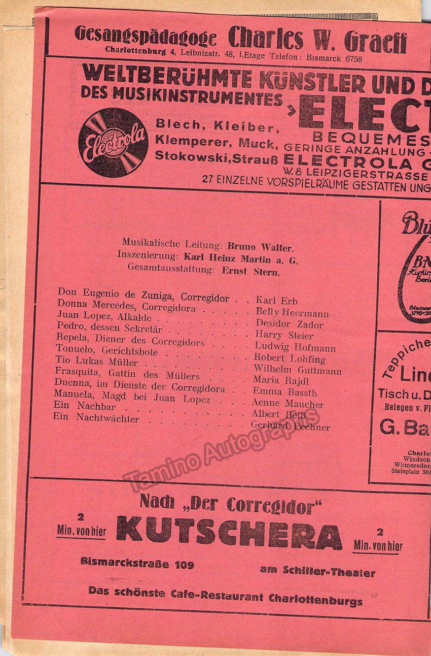 Walter, Bruno - Opera Program Lot 1920-1937 - Tamino