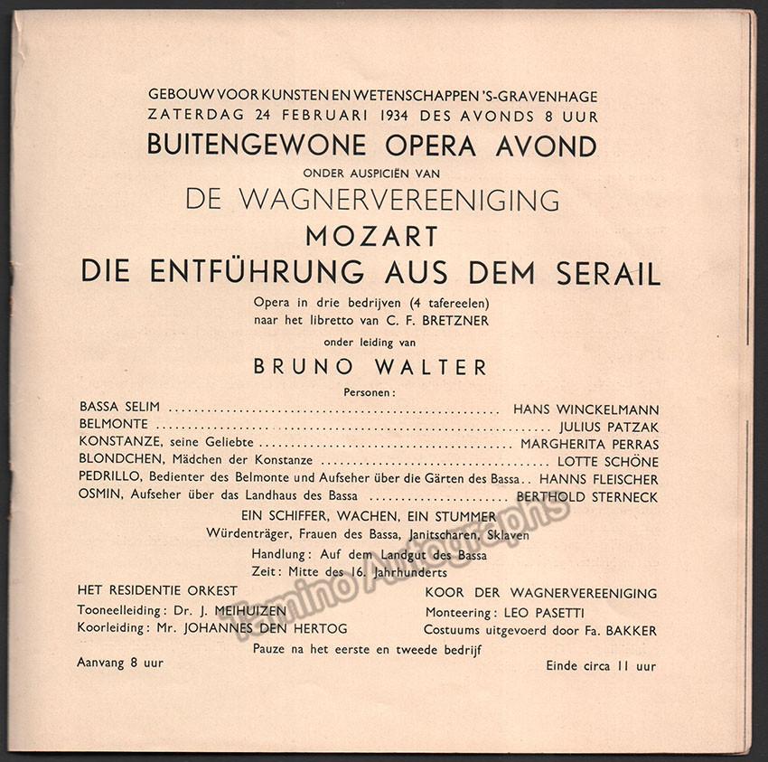 Walter, Bruno - Opera Program Lot 1920-1937 - Tamino