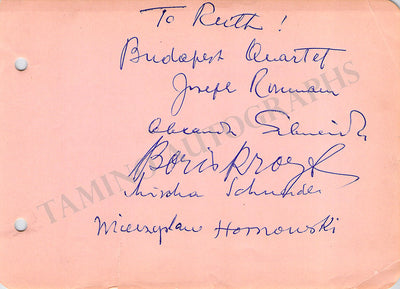 Budapest String Quartet - Signed Album Page