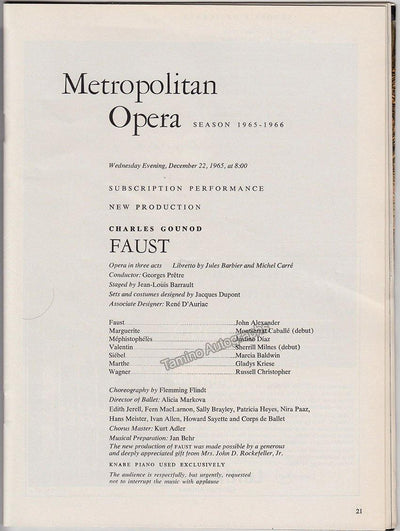 Caballe, Montserrat - Milnes, Sherrill - Debut Program at the Met 1965