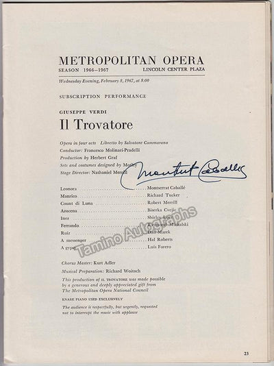 Caballe, Montserrat - Signed Program Metropolitan Opera Il Trovatore 1967