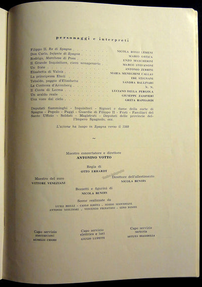 Callas, Maria - Program "Don Carlo" La Scala 1954