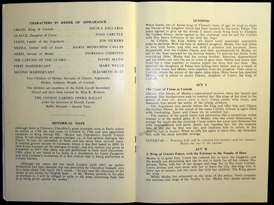 Callas, Maria - Program "Medea" Covent Garden 1959