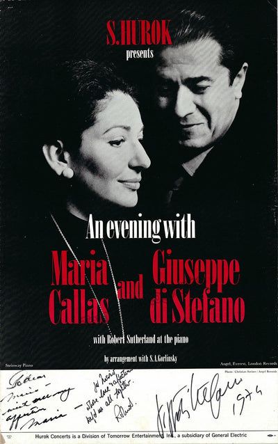 Callas, Maria - Di Stefano, Giuseppe - Sutherland, Robert - Large 1974 Mini Poster Signed by All 3!