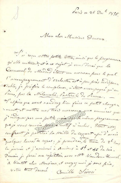 Camilio Sivori - Autograph Letter Signed 1856