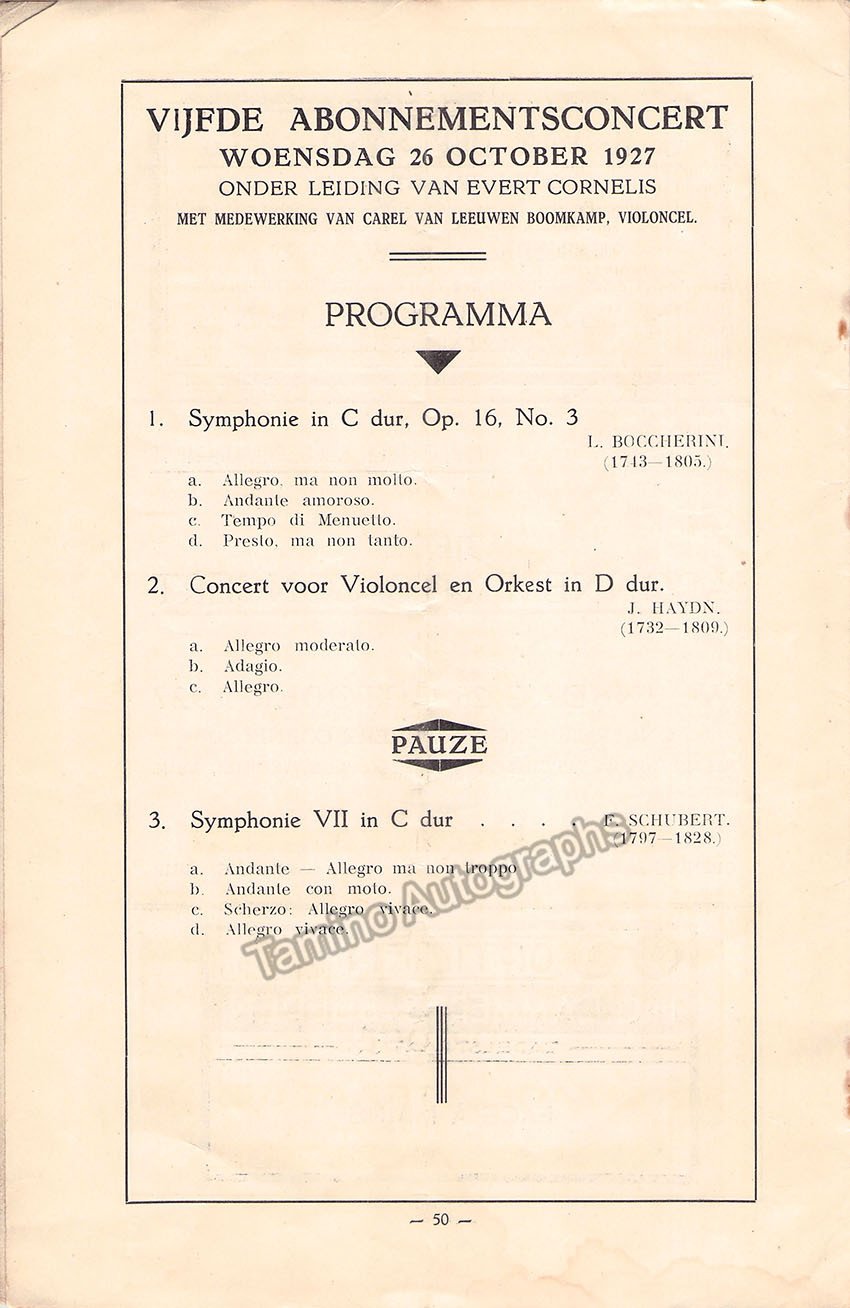Leeuwen Boomkamp, Carel van - Concert Program Utrecht 1927 - Tamino