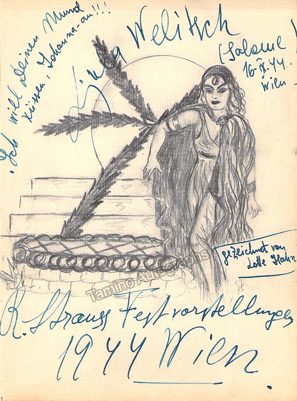 Welitsch, Ljuba - Signed Caricature in Salome