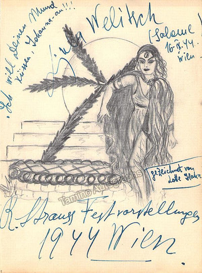 Welitsch, Ljuba - Signed Caricature in Salome