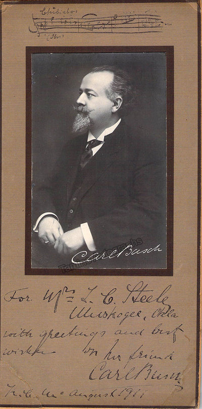 Busch, Carl - Signed Photograph 1911 + Music Quote
