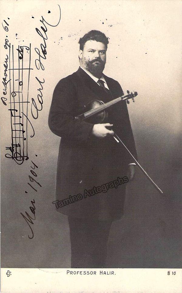 Halir, Carl - Signed Photograph with Music Quote 1904