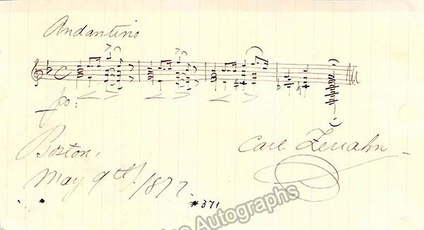 Zerrahn, Carl - Autograph Music Quote Signed 1872 - Tamino