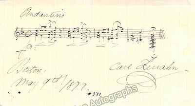 Zerrahn, Carl - Autograph Music Quote Signed 1872