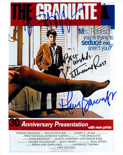 Hoffman, Dustin - Ross, Katherine - Bancroft, Anne - Signed Photograph in "The Graduate"