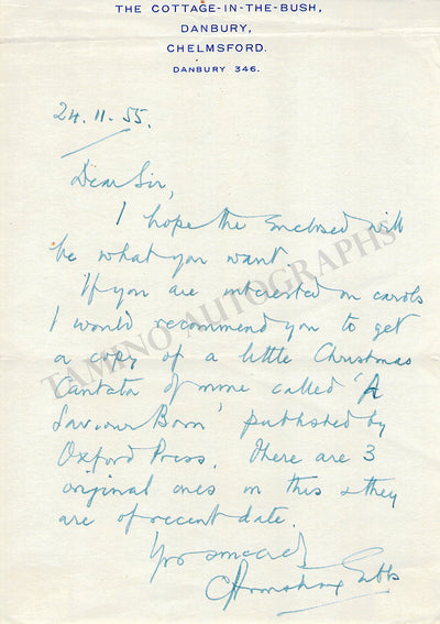 Armstrong Gibbs, Cecil - Autograph Letter Signed 1955