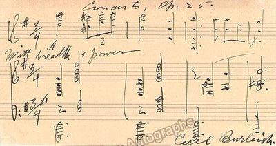 Burleigh, Cecil - Autograph Music Quote Signed