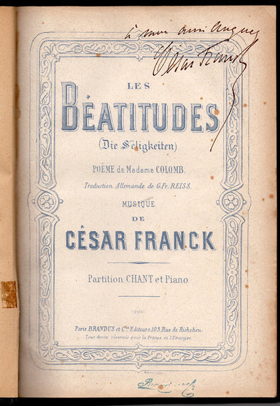 Franck, Cesar - Signed "Les Beatitudes" Score