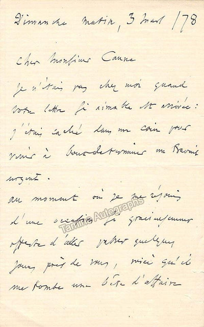 Gounod, Charles - Autograph Letter Signed 1878