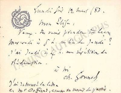 Autograph Note 1882 (I)