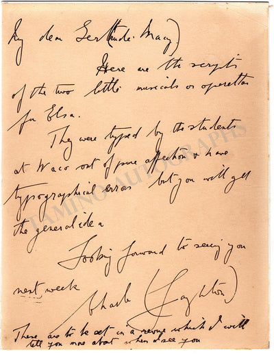 Laughton, Charles - Autograph Letter Signed