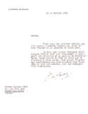 Gaulle, Charles de - Signed Letter 1952