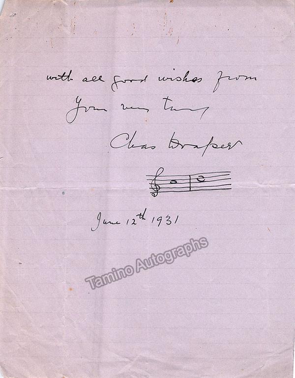 Draper, Charles - Signed Note 1931