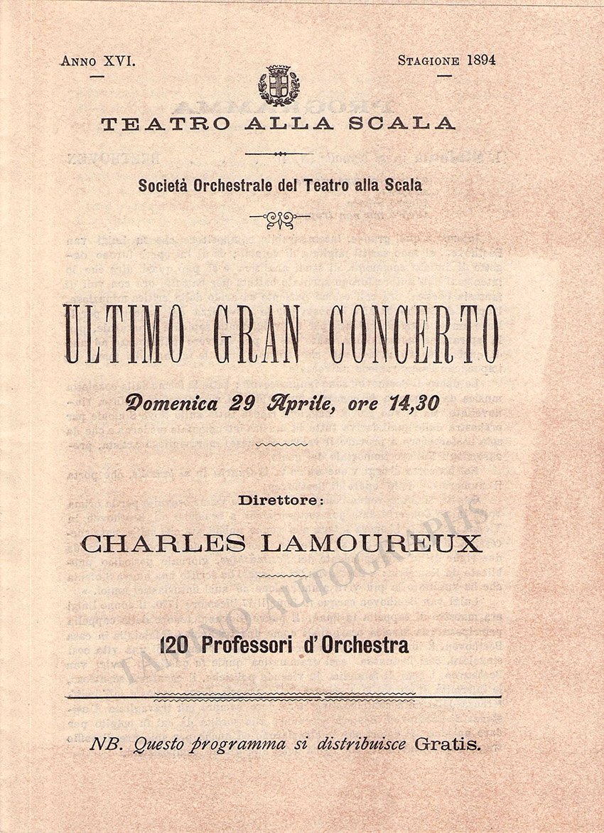 Lamoureux, Charles - Set of 3 Programs La Scala 1894 - Tamino