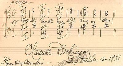 Dickinson, Clarence - Autograph Music Quote Signed 1931