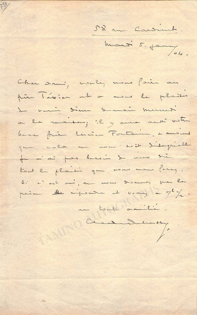Debussy, Claude - Autograph Letter Signed 1904 + Photo