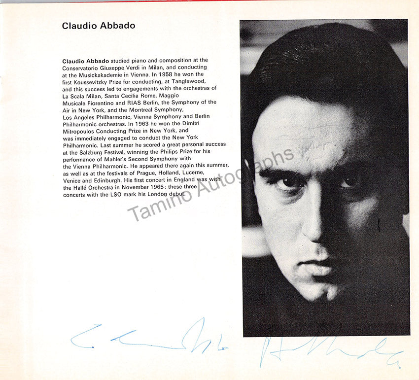 Abbado, Claudio - Signed Program London 1966