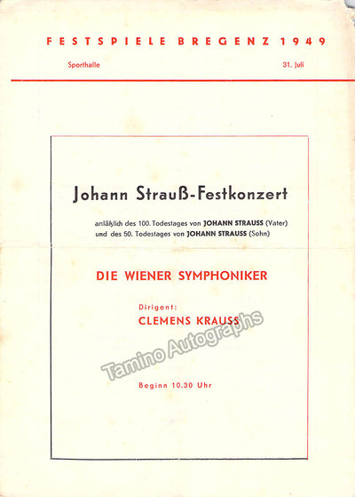 Krauss, Clemens - Concert Program Bregenz 1949