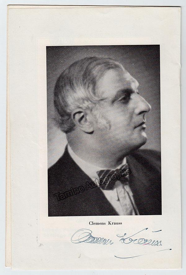 Krauss, Clemens - Signed Program Havana 1948 - Tamino
