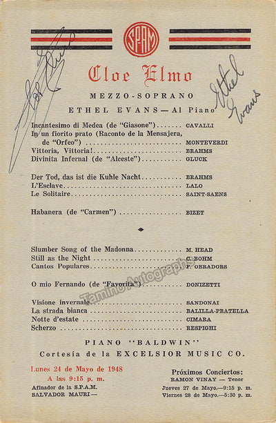 Elmo, Cloe - Signed Program Havana 1948