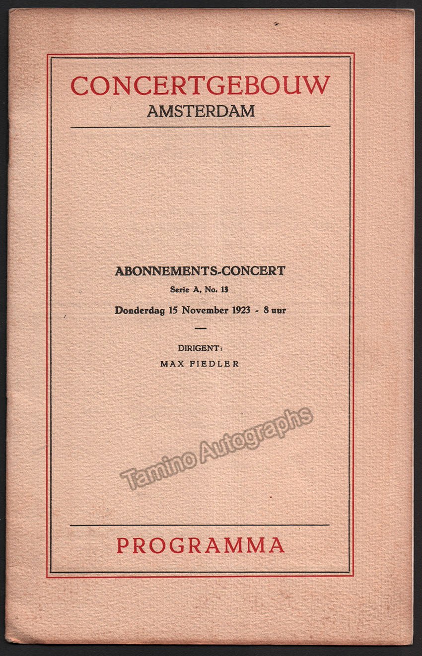 Rudelsheim, Leon - Concert Program Amsterdam 1923 - Tamino