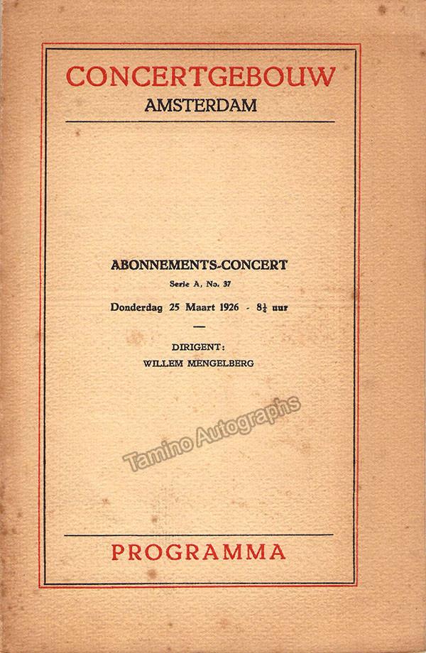 Szekely, Zoltan - Concert Program Amsterdam 1926 - Tamino