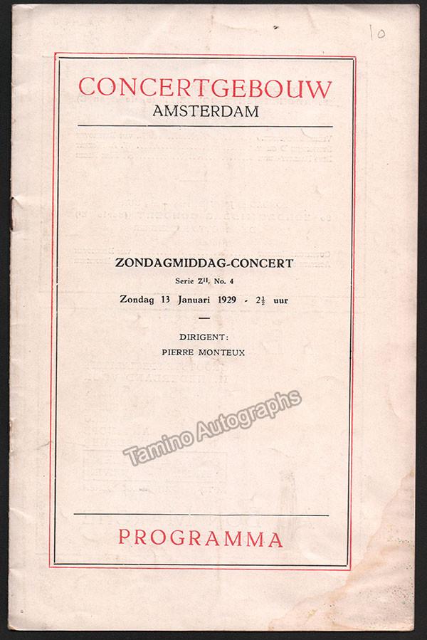 Ney, Elly - Concert Program Amsterdam 1929 - Pierre Monteux - Tamino