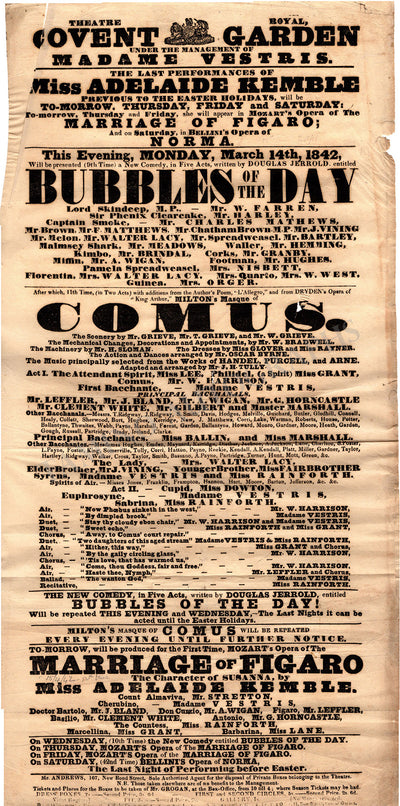 Opera & Theater - Playbill Theatre Royal 1842