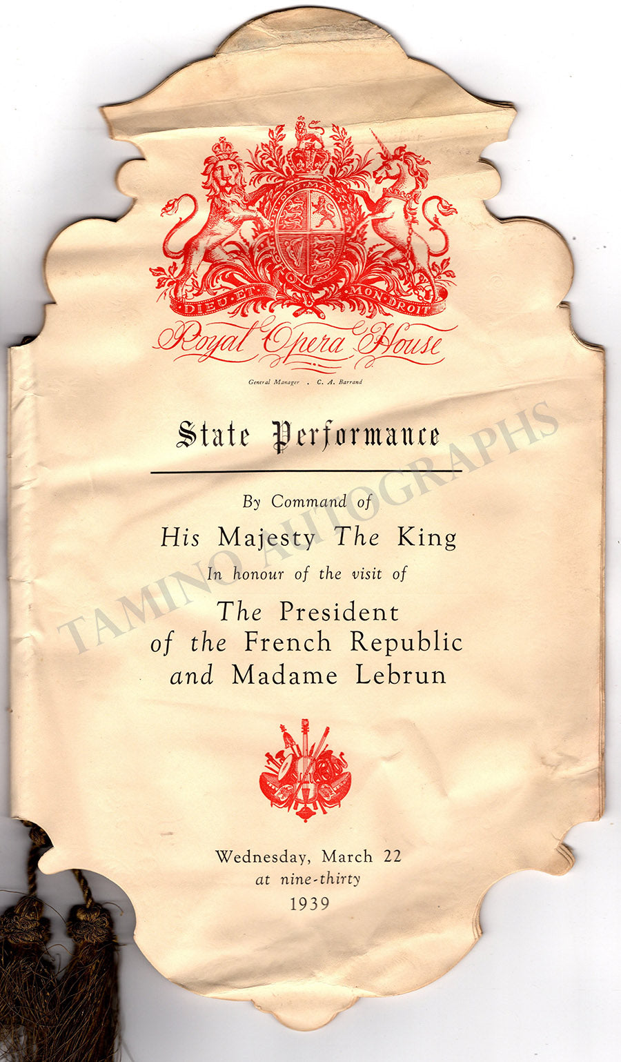 Oreal Opera Program Royal Opera House Program State Performance 1939